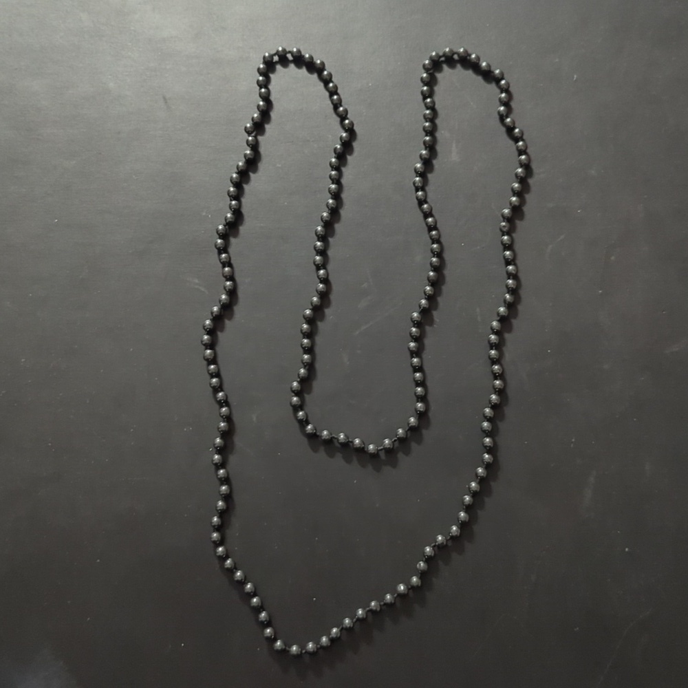 Black Hematite Gemstone Beaded Long Statement Necklace